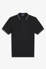 Fred Perry M12 Men’s Shirt Black Beige Oxblood | UFDBN4275