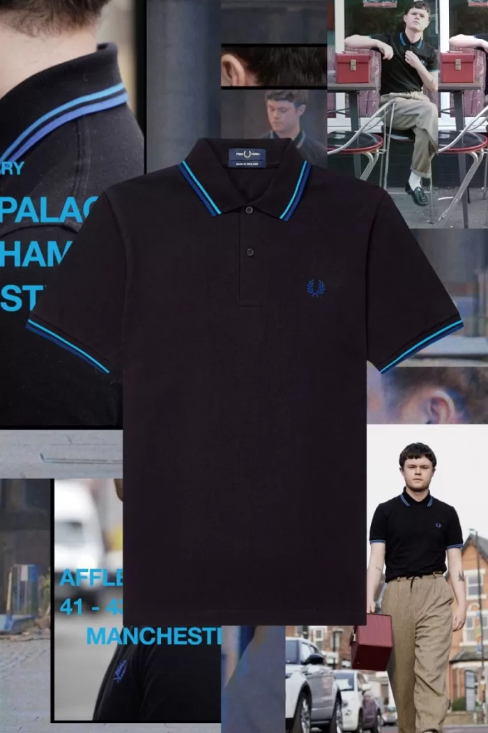 Fred Perry M12 Men’s Shirt Black Blue | RJMWQ8605