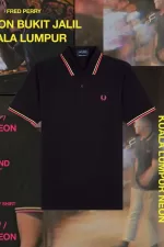 Fred Perry M12 Men’s Shirt Black Bright Yellow Kuala Lumpur Neon | RHCGX5892