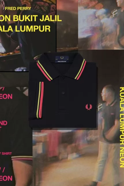 Fred Perry M12 Men’s Shirt Black Bright Yellow Kuala Lumpur Neon | RHCGX5892