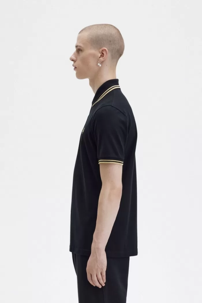 Fred Perry M12 Men’s Shirt Black Champagne | JOBZQ6739