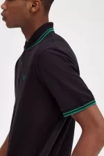 Fred Perry M12 Men’s Shirt Black Green | OBKRQ7184