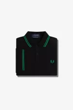 Fred Perry M12 Men’s Shirt Black Green | OBKRQ7184