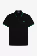 Fred Perry M12 Men’s Shirt Black Green | OBKRQ7184