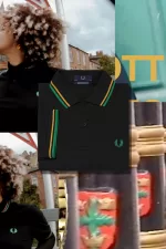 Fred Perry M12 Men’s Shirt Black Nottingham Gold Forest Green | PKZQD4803