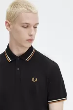 Fred Perry M12 Men’s Shirt Black Oatmeal Dark Coffee | WDLSY4976