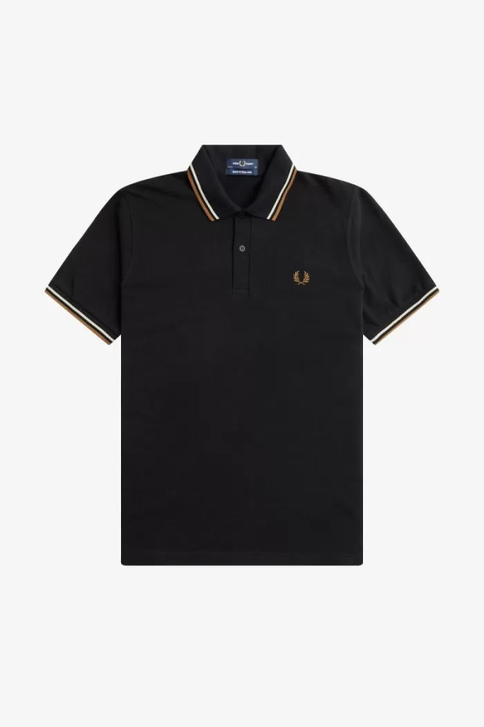 Fred Perry M12 Men’s Shirt Black Oatmeal Dark Coffee | WDLSY4976