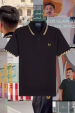 Fred Perry M12 Men’s Shirt Black Pastel Blue Riyadh Gold | AWVZE8275