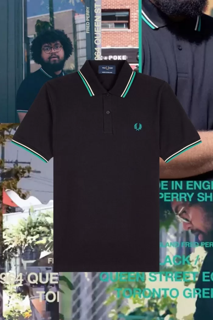 Fred Perry M12 Men’s Shirt Black Queen Street Toronto Green | EQHTS1904