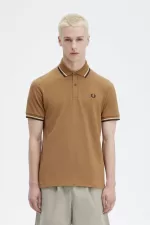 Fred Perry M12 Men’s Shirt Dark Coffee Beige Navy | PJUWH2957