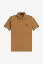 Fred Perry M12 Men’s Shirt Dark Coffee Beige Navy | PJUWH2957