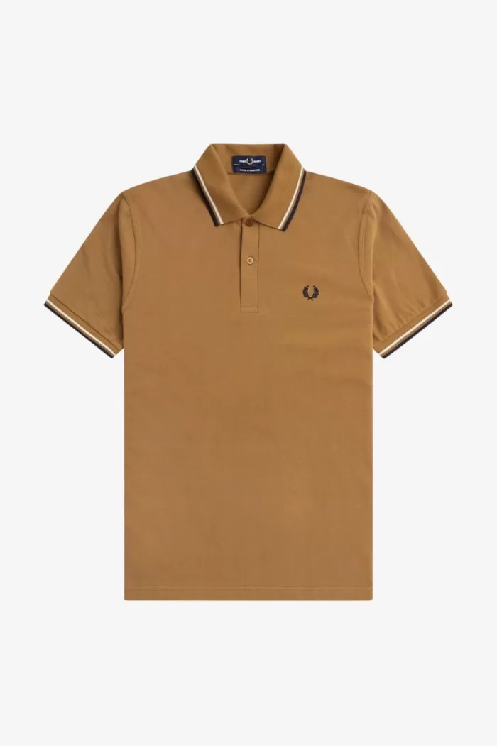 Fred Perry M12 Men’s Shirt Dark Coffee Beige Navy | PJUWH2957