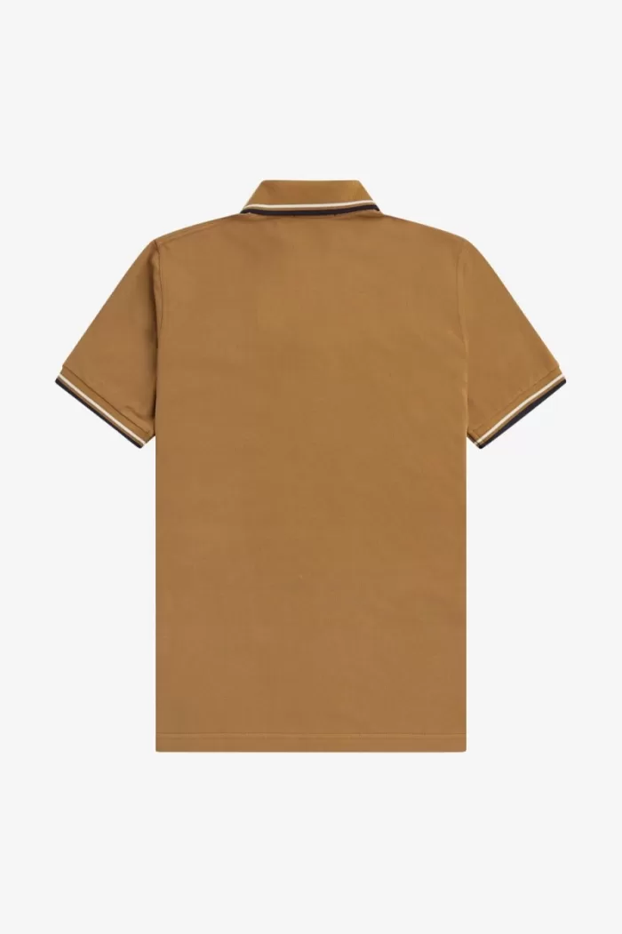 Fred Perry M12 Men’s Shirt Dark Coffee Beige Navy | PJUWH2957