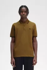 Fred Perry M12 Men’s Shirt Dark Coffee Whisky Brown Black | HEWUZ2963