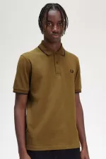 Fred Perry M12 Men’s Shirt Dark Coffee Whisky Brown Black | HEWUZ2963