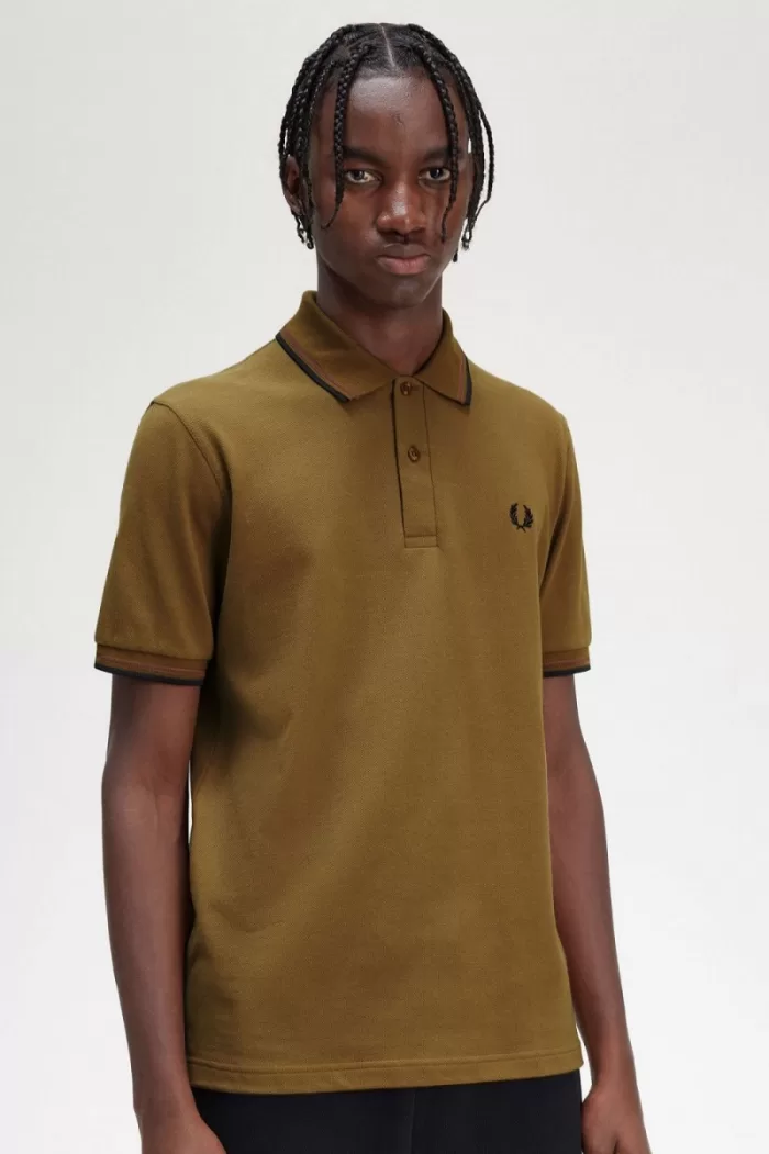 Fred Perry M12 Men’s Shirt Dark Coffee Whisky Brown Black | HEWUZ2963