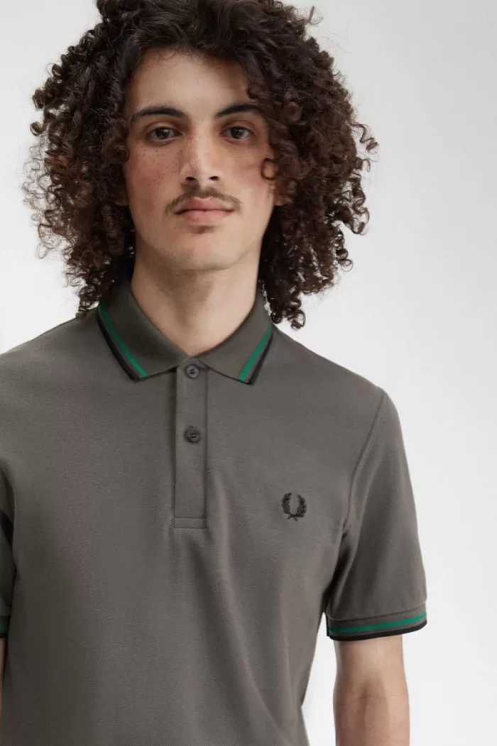 Fred Perry M12 Men’s Shirt Field Green Green Black | LUPOX6308