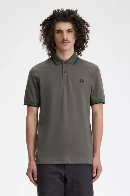 Fred Perry M12 Men’s Shirt Field Green Green Black | LUPOX6308