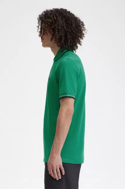 Fred Perry M12 Men’s Shirt Green Field Green Black | RITFL3960