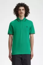 Fred Perry M12 Men’s Shirt Green Field Green Black | RITFL3960