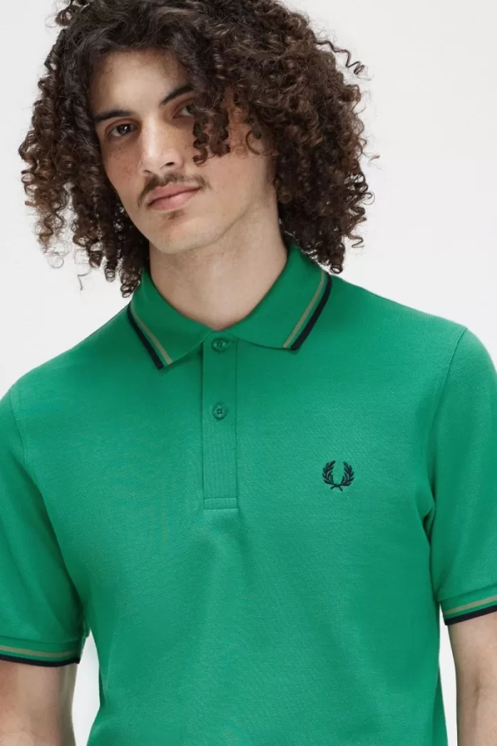 Fred Perry M12 Men’s Shirt Green Field Green Black | RITFL3960