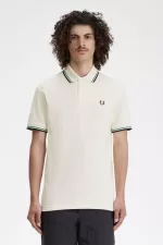 Fred Perry M12 Men’s Shirt Light Beige Green Black | FQTRP9456