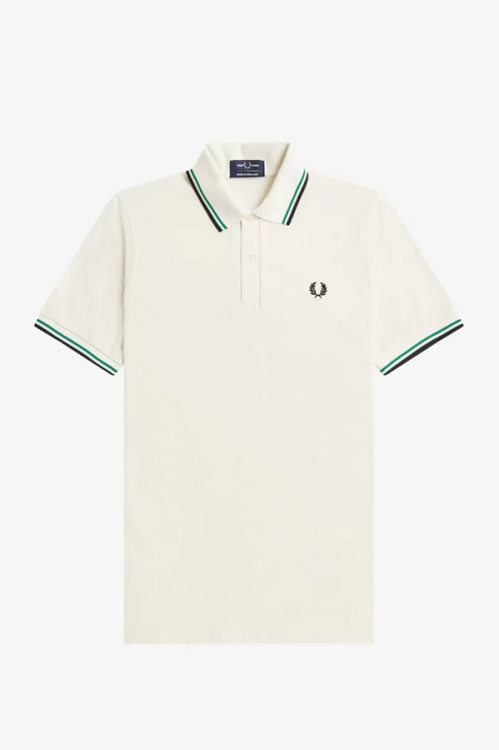 Fred Perry M12 Men’s Shirt Light Beige Green Black | FQTRP9456