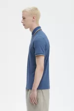 Fred Perry M12 Men’s Shirt Midnight Blue Beige Dark Coffee | IQKVD5306