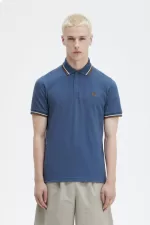 Fred Perry M12 Men’s Shirt Midnight Blue Beige Dark Coffee | IQKVD5306