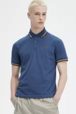 Fred Perry M12 Men’s Shirt Midnight Blue Beige Dark Coffee | IQKVD5306