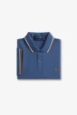 Fred Perry M12 Men’s Shirt Midnight Blue Beige Dark Coffee | IQKVD5306