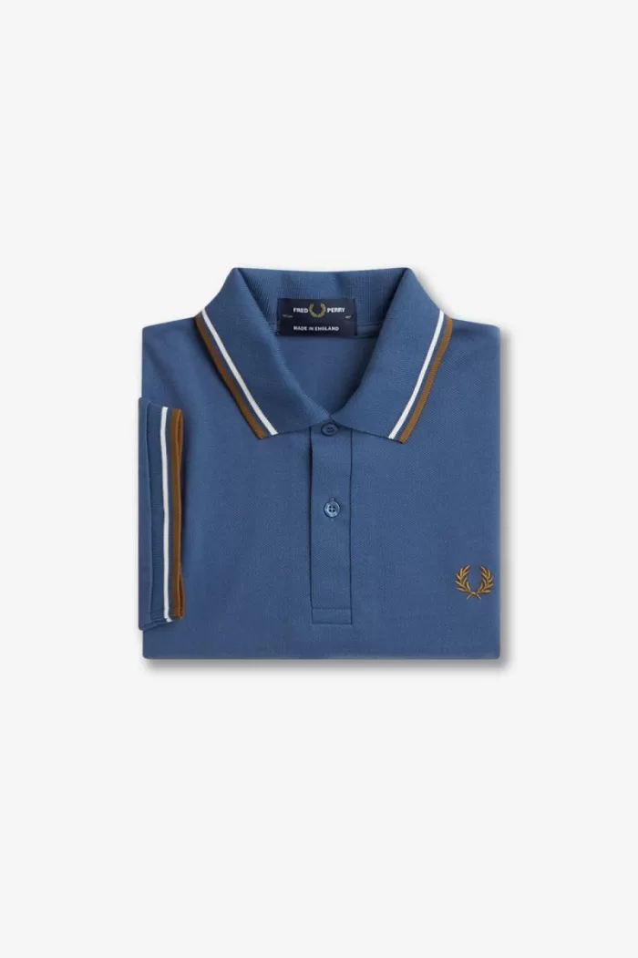 Fred Perry M12 Men’s Shirt Midnight Blue Beige Dark Coffee | IQKVD5306