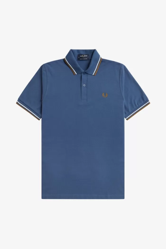 Fred Perry M12 Men’s Shirt Midnight Blue Beige Dark Coffee | IQKVD5306