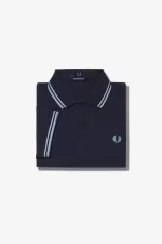 Fred Perry M12 Men’s Shirt Navy Aqua Aqua | FGLQM1673