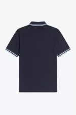 Fred Perry M12 Men’s Shirt Navy Aqua Aqua | FGLQM1673