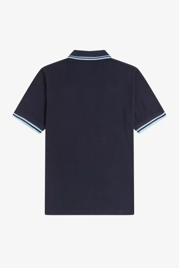 Fred Perry M12 Men’s Shirt Navy Aqua Aqua | FGLQM1673