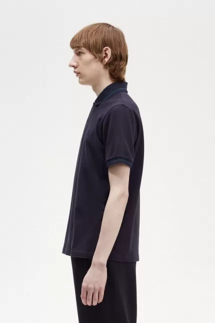 Fred Perry M12 Men’s Shirt Navy Petrol Blue French Navy | YOSFG4298