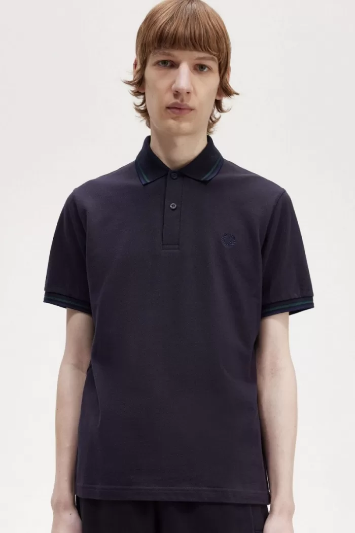 Fred Perry M12 Men’s Shirt Navy Petrol Blue French Navy | YOSFG4298