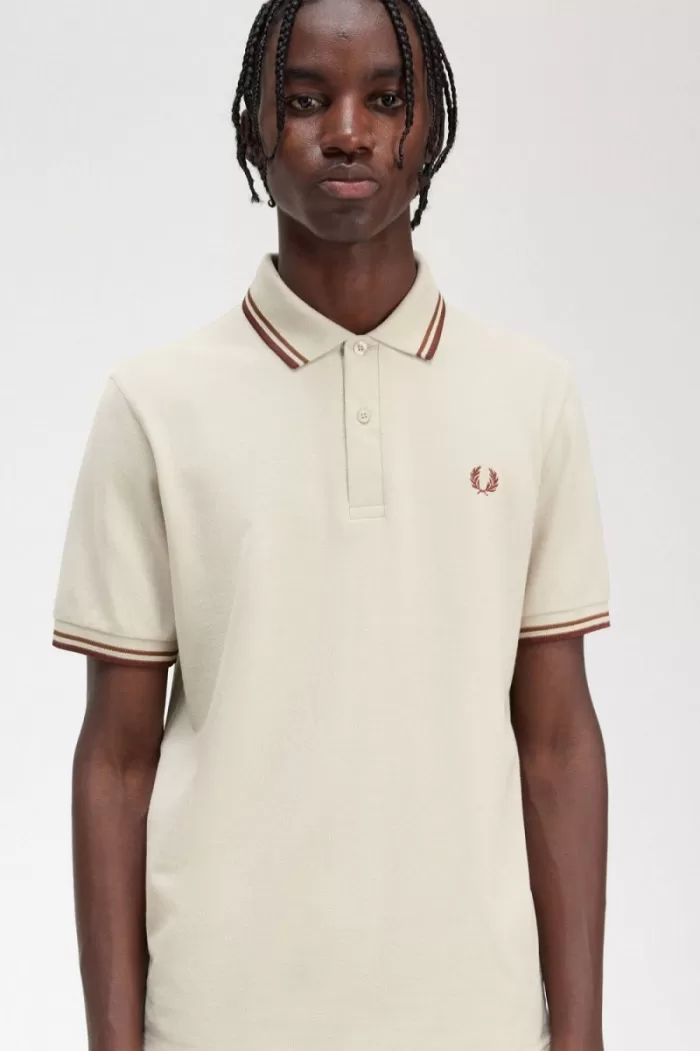 Fred Perry M12 Men’s Shirt Oatmeal Dark Coffee Whisky Brown | PGLZY5976