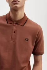 Fred Perry M12 Men’s Shirt Whisky Brown Dark Coffee Black | COQTP1048