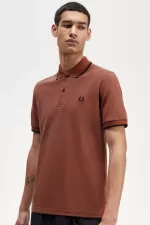 Fred Perry M12 Men’s Shirt Whisky Brown Dark Coffee Black | COQTP1048