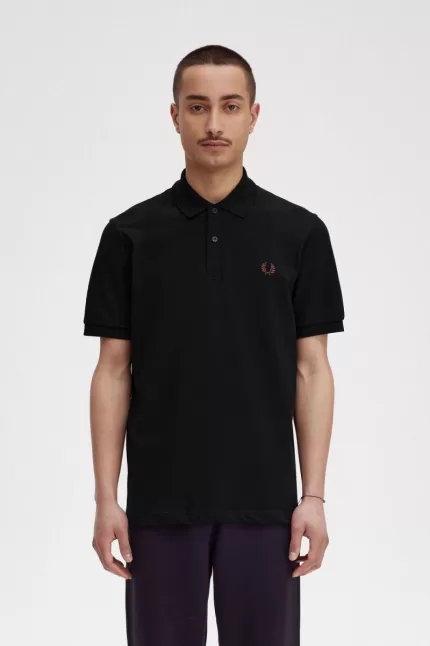 Fred Perry M3 Men’s Shirt Black Whisky Brown | TOJDG3027