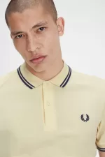 Fred Perry M3600 Men’s Shirt Aqua Cream French Navy | NRLYP3142