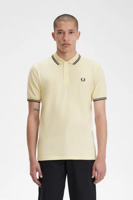 Fred Perry M3600 Men’s Shirt Aqua Cream French Navy | NRLYP3142