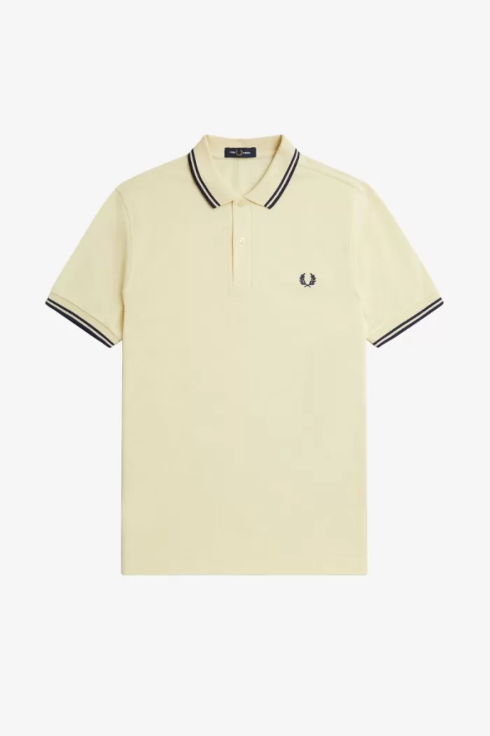 Fred Perry M3600 Men’s Shirt Aqua Cream French Navy | NRLYP3142