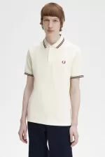 Fred Perry M3600 Men’s Shirt Beige French Navy Whisky Brown | ALECP3964