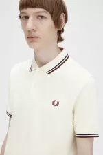 Fred Perry M3600 Men’s Shirt Beige French Navy Whisky Brown | ALECP3964