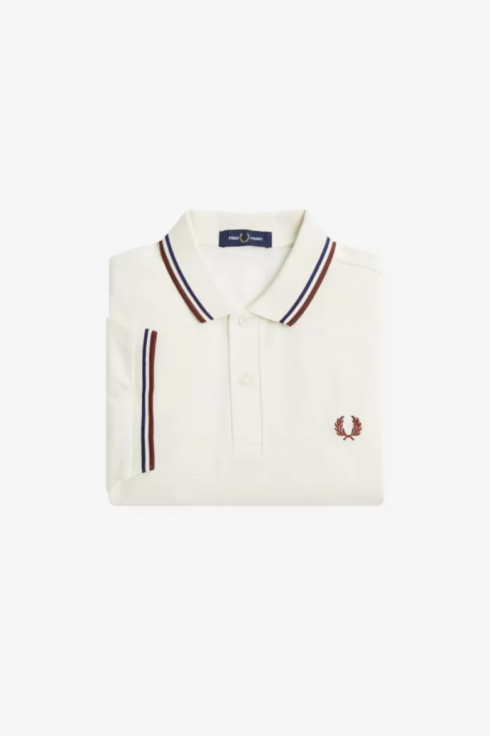 Fred Perry M3600 Men’s Shirt Beige French Navy Whisky Brown | ALECP3964