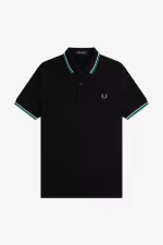 Fred Perry M3600 Men’s Shirt Black Beige Deep Mint | MEZAG4921