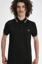 Fred Perry M3600 Men’s Shirt Black Beige Dusty Rose Pink | UKCIJ7931